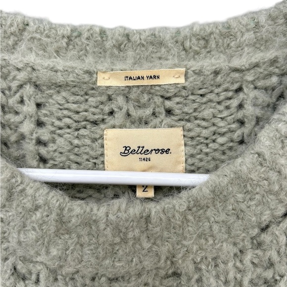Bellerose Italian Yarn Alpaca Wool Short Sleeve Sweater - Size 2 - Green Floral - Picture 7 of 12